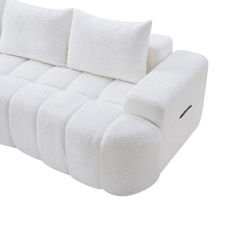 Canapé incurvé, canapé trois places pour salon, White Boucle