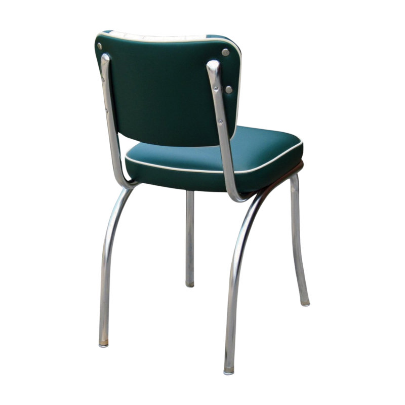 Retro Home Upholstered Channel Back Dining Chair, Green