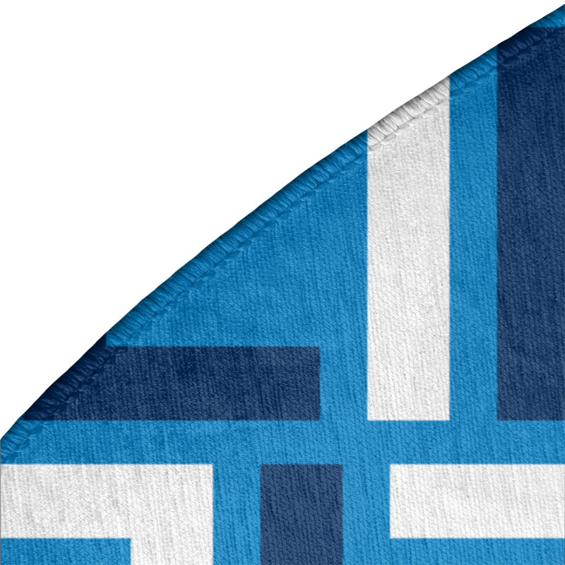 Tapis rond bleu à motif géométrique