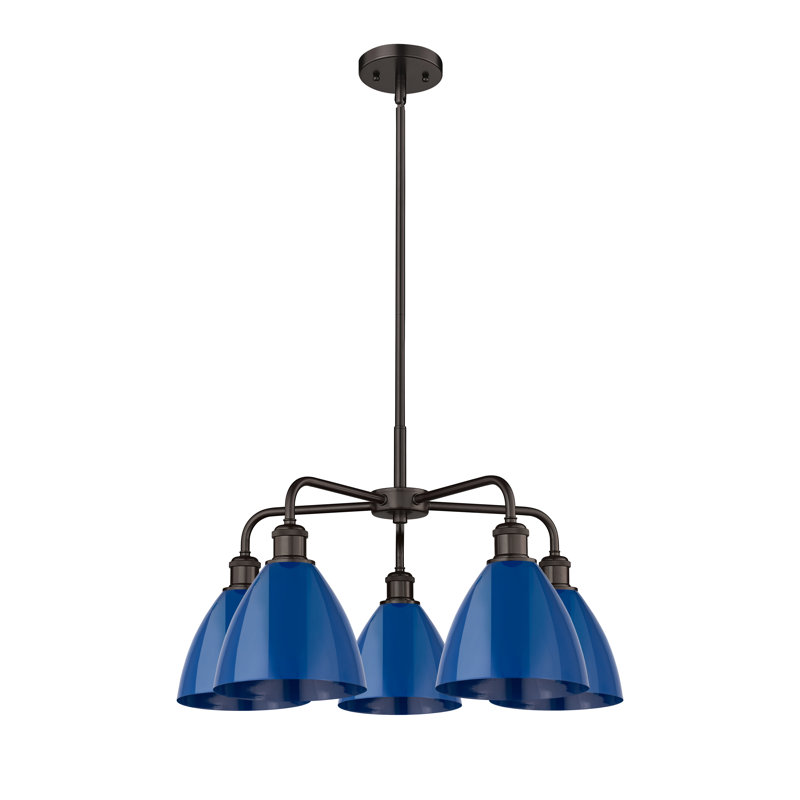 Lustre en dôme à 5 lumières Trickett, Bleu, Bronze huilé