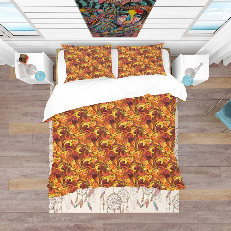 Ensemble de housse de couette bohème et éclectique, Housse de couette double / grand et 2 taies