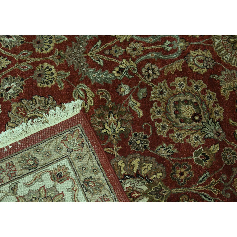 Tapis rouge / brun noué à la main