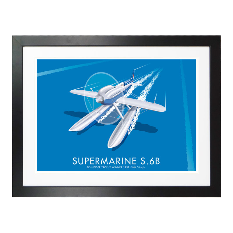 Supermarine S.6B by Stephen Millership - Print, 33.5cm H x 43.5cm W x 2.2cm D, Black