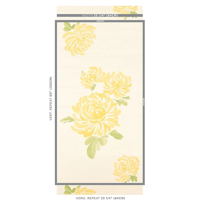 Papier peint en sisal Hana, Jaune