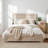 Queen Panel Bed Frame with Headboard and Footboard, Natural Wood Finish, Solid and Manufactured Wood Frame, Box Spring Required