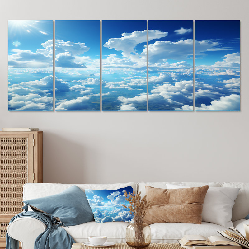 Calm Sky Embrace I - Sky, ensemble d'art mural 5 pièces, H 28 po x l 60 po