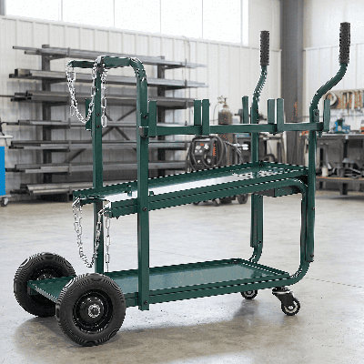 Portable Welder Trolley With Dual-Tier Shelves - Optimized For MIG, TIG & Plasma Cutters