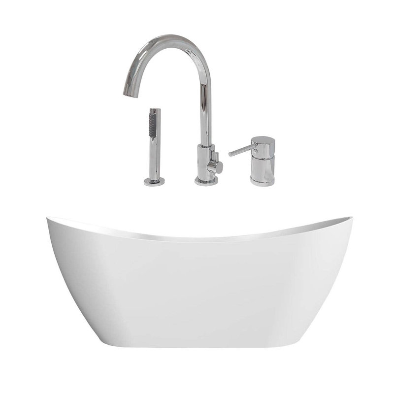 Baignoire de trempage autoportante en acrylique 60 po x 28 po avec robinet