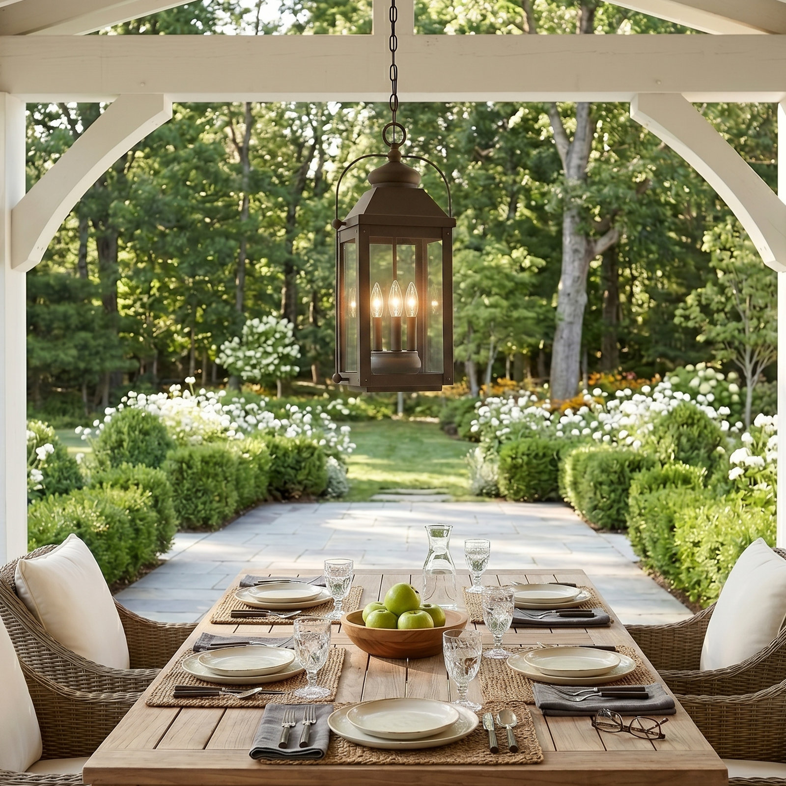 Anchorage Outdoor Hanging Lantern, Aged Zinc, Incandescent
