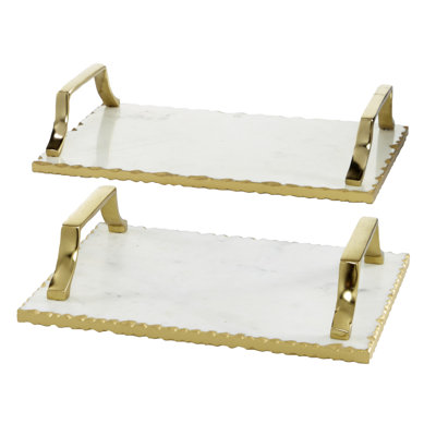 Ensemble de plateaux de service en marbre 2 pièces Abramo