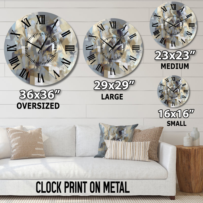 Horloge murale beige et grise, Grand
