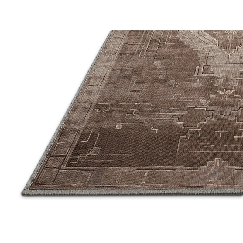 Machine Washable Gray Area Rug, Rectangle 7' x 10'