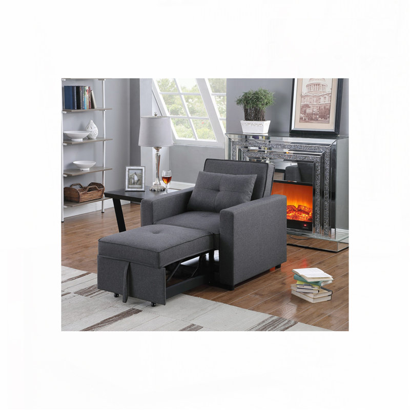 Fauteuil convertible en lin avec poche latérale