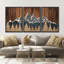 «Western Wood Effect Landscape», œuvre d'art de la forêt de montagne abstraite brune, images murales de cabane de ferme rustique, ensemble de 3 impressions sur toile encadrées-87369854-87369855