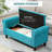 Living Room Storage Bench In Teal Velvet 50" For Room, Bedroom, Entryway. Upholstered With Velvet, Button , Rolled Arms. Wood Legs. Hidden Storage. 264 Lbs Static Weight. Assembly Required