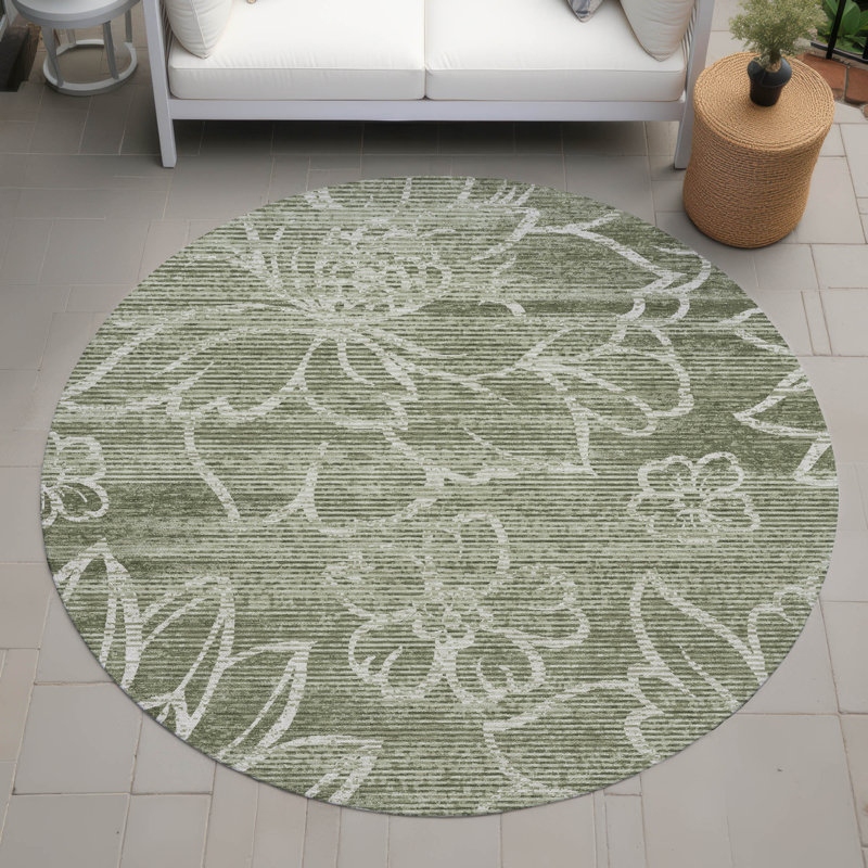 Tapis floral intérieur / extérieur lavable à la machine Chantille ACN2789, Chocolat, 1 pi 8 po x 2 pi 6 po