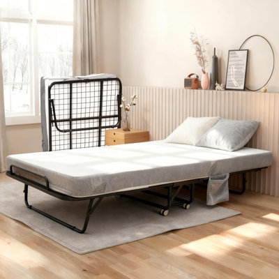 Folding Bed with Mattress for Adults - Sturdy Metal Frame Supporting 450 Lbs, 5 Inch Memory Foam Mattress for Comfort, for Guest Bedroom or Office