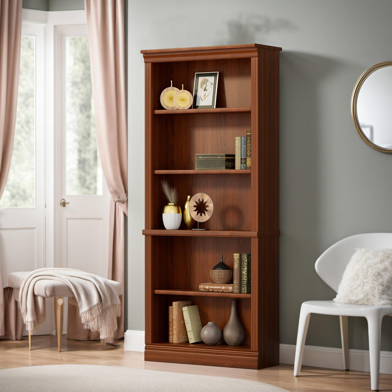 Bookshelves, 5-Shelf Tall Bookcase 72" Wood Open Display Floor Bookshelf, Large Storage Organizer for Library, Bedroom, Living Room