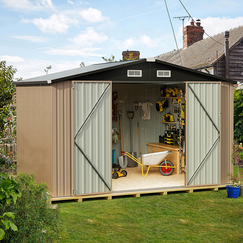 10 ft. W x 8 ft. D Metal Lean-To Storage Shed