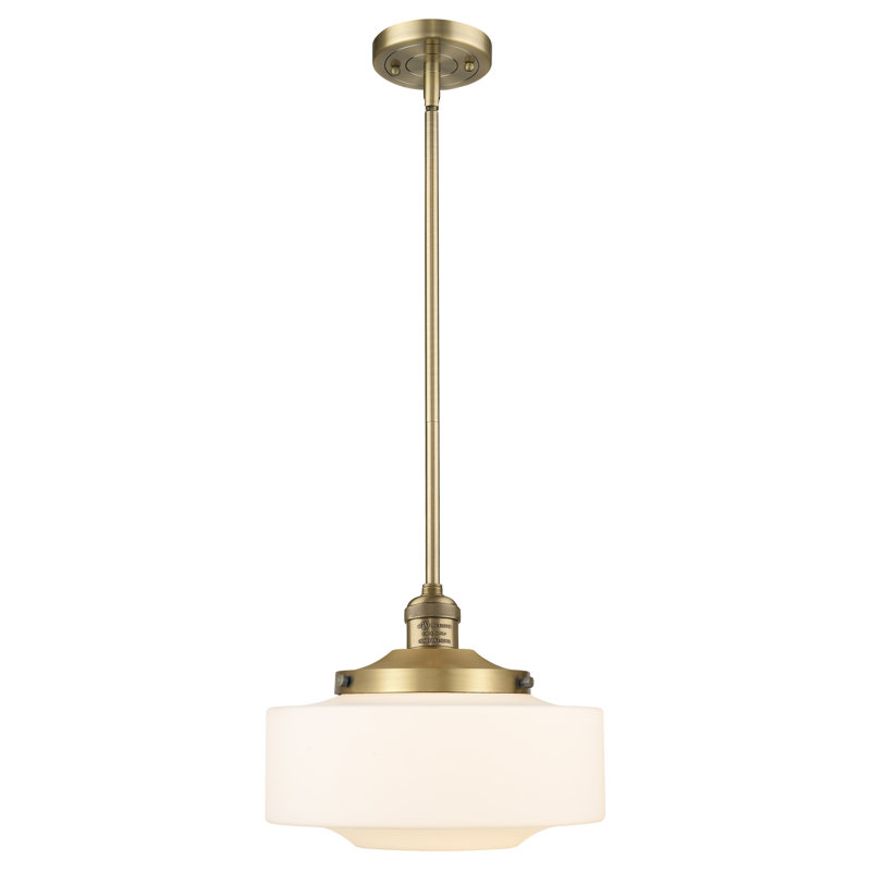 Franklin Restoration - Bridgeton - 1 Light Stem Hung Mini Pendant - Bulb Not Included - Shade, Brushed Brass, Matte White