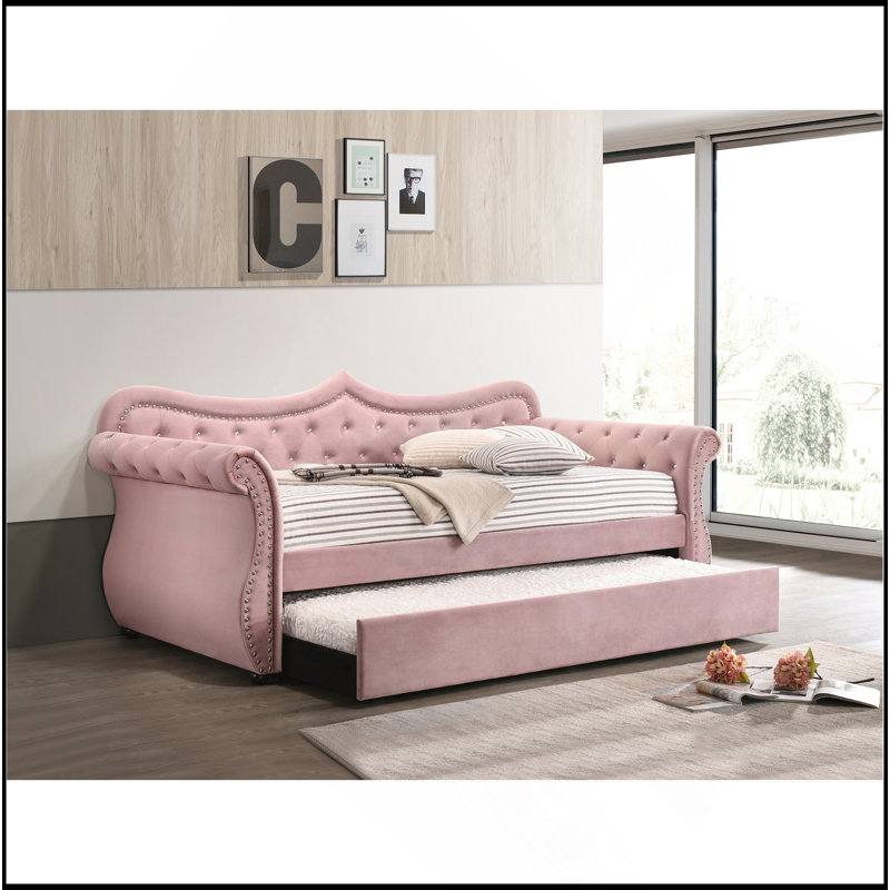 Linen Daybed W/Trundle (Twin), Pink