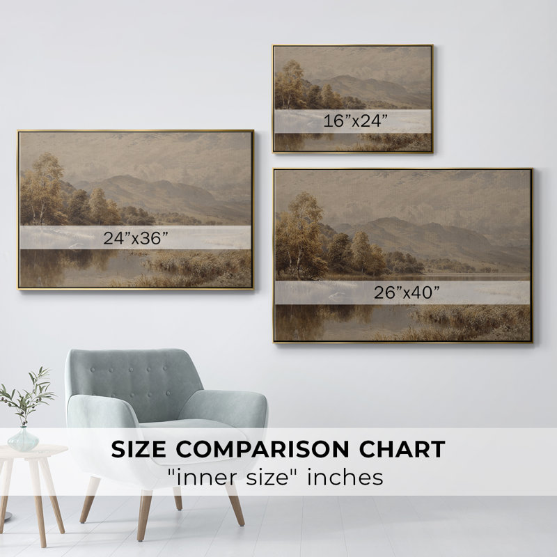 Paysage rétro - DCIL - Toile tendue avec châssis, Toile avec cadre flottant or, 41" H x 27" W