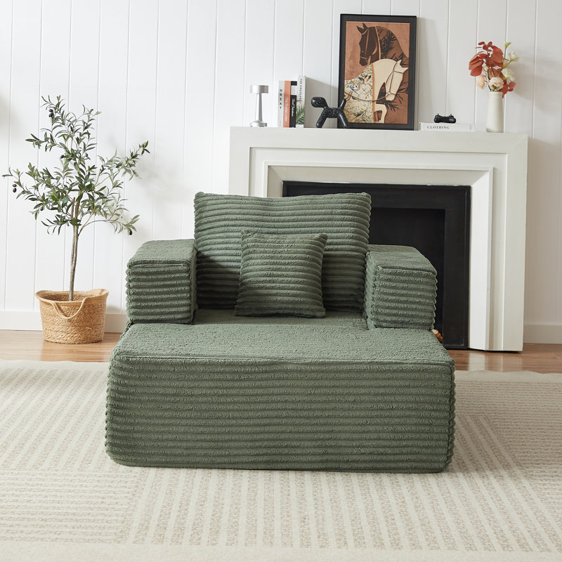 Canapé modulaire 62,4 po avec accoudoirs de rangement, Vert