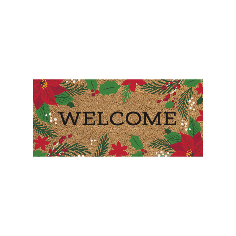 Tapis de bienvenue Welcome Holiday Poinsettias