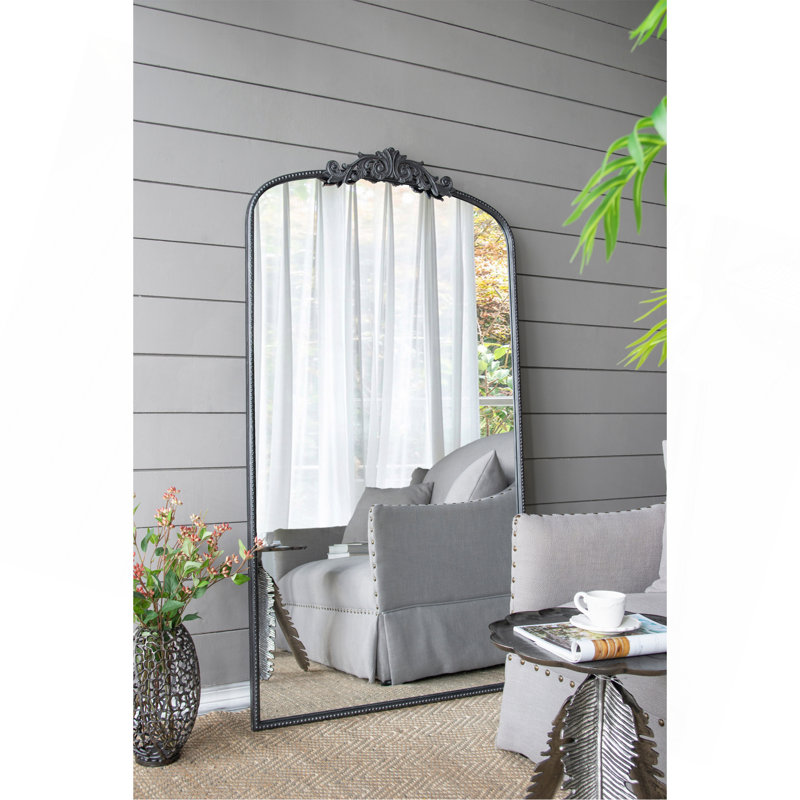 Miroir pleine grandeur pour fixation murale ou incliné, idéal pour la chambre à coucher, le vestiaire ou le couloir., Noir