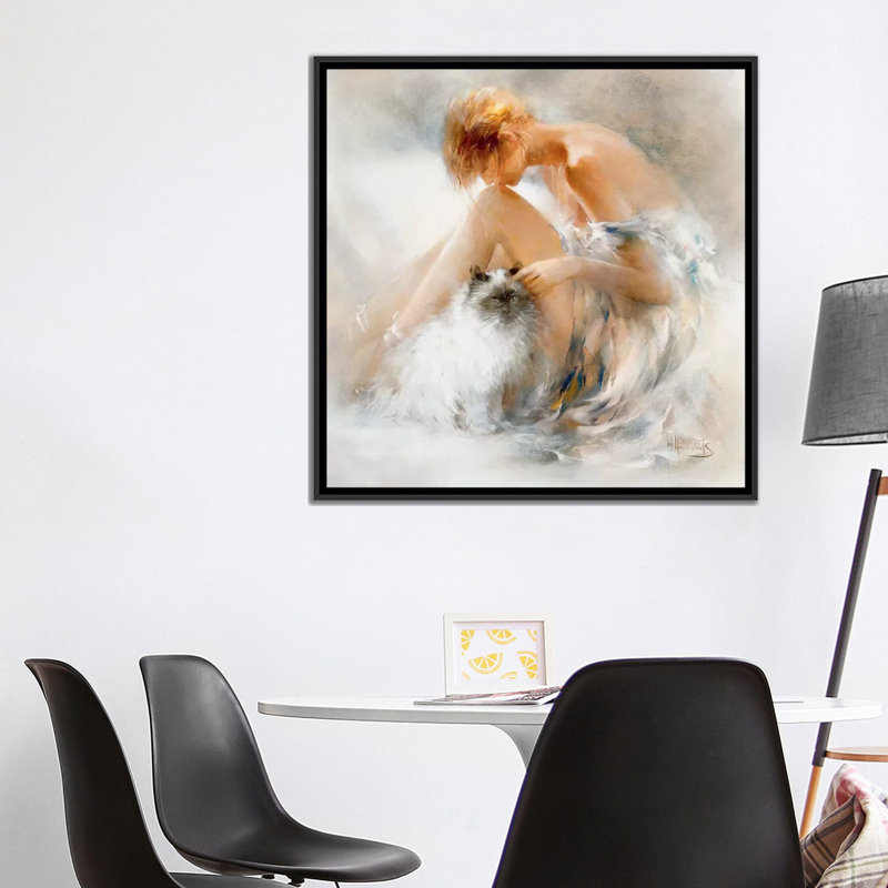 « désir », impression sur toile, H 18 po x l 18 po x P 1,5 po, Toile avec cadre noir, Blanc