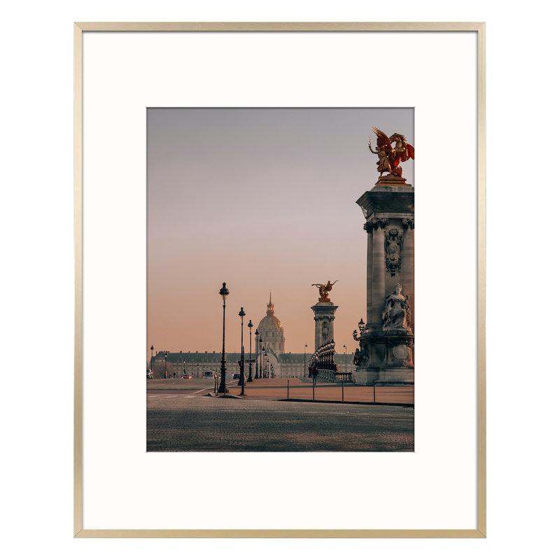 Ailisa Metal Picture Frame, Photo Frame with Ivory Mat, Horizontal and Vertical Formats for Wall, 8" x 10", Gold