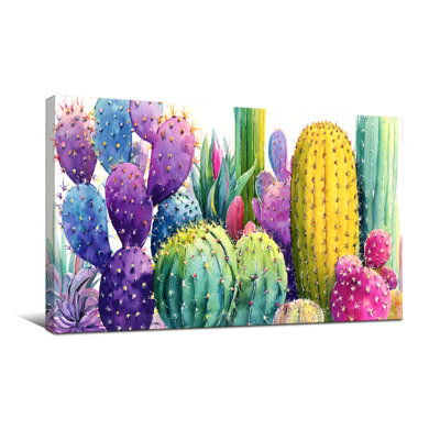 Plants &Flowers Colourful Cactus Garden Art Print Canvas
