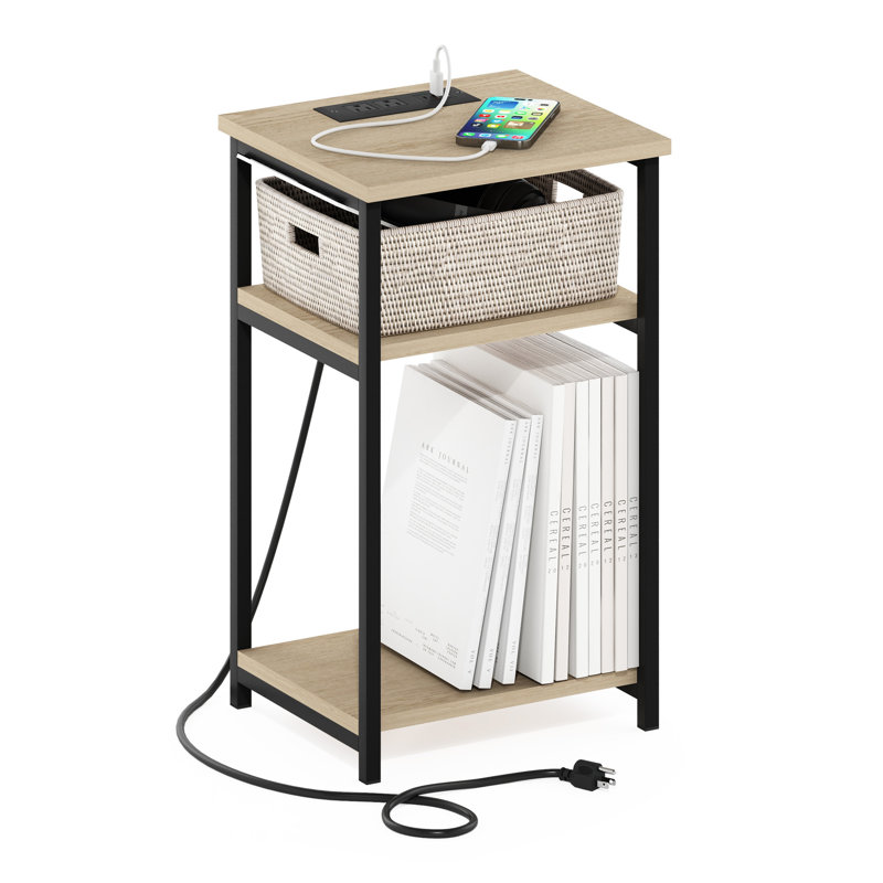 Kandiah End Table, Bauhaus Oak, Black