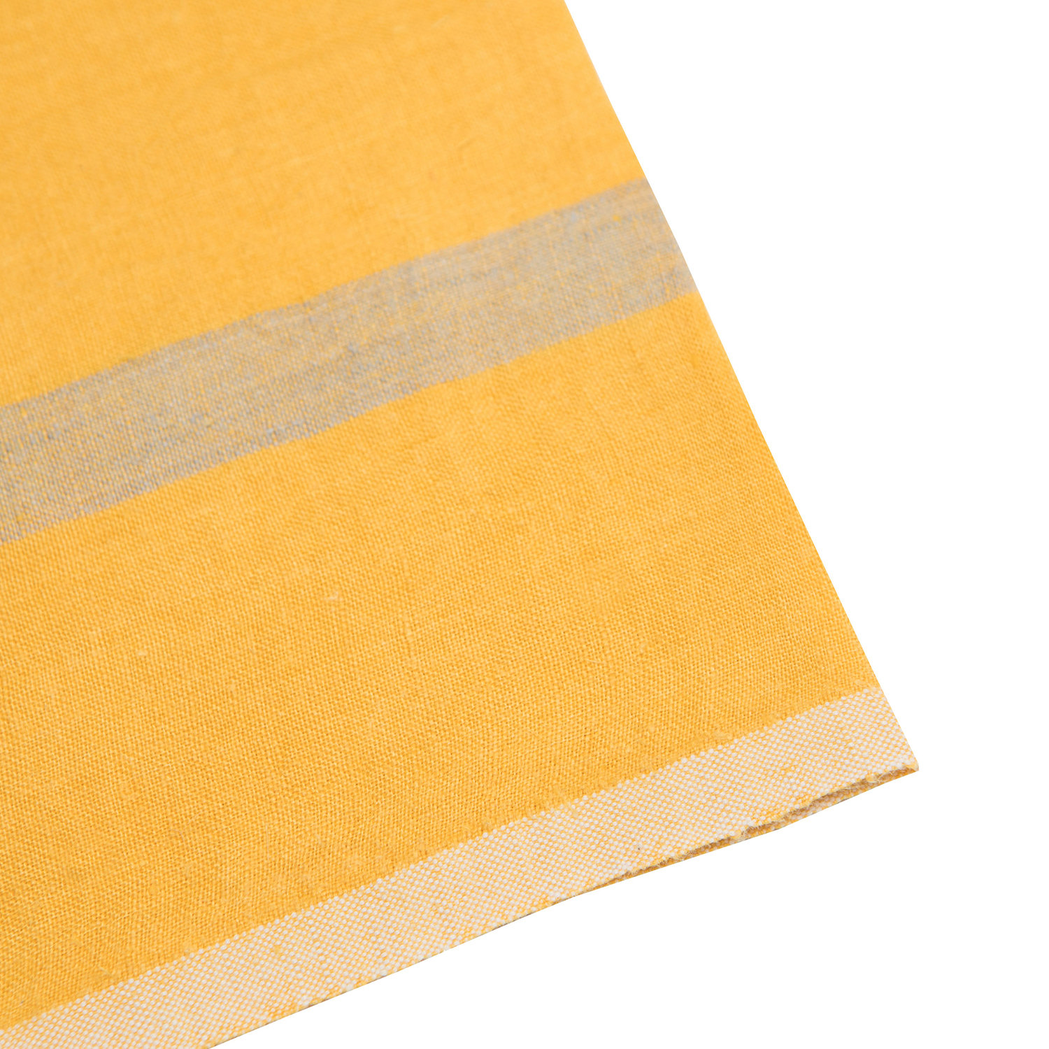 Linen Striped Square Dining Linen Set, Mustard/Gray