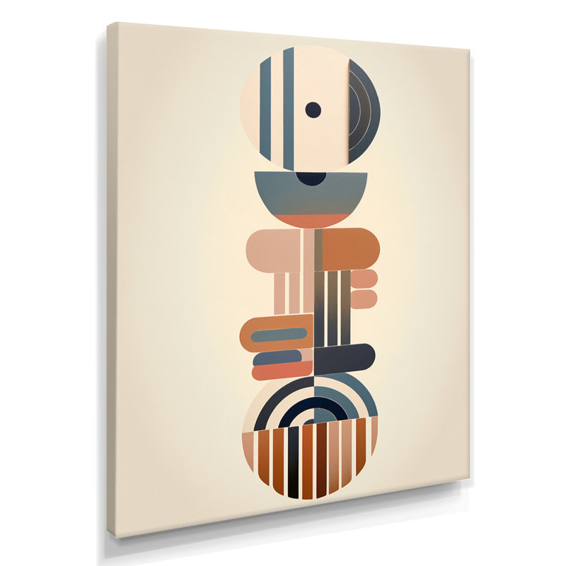 Minimal Geometrics Ethnic Balance - Art mural Mid-Century, H 32 po x l 16 po x P 1 po, Toile tendue