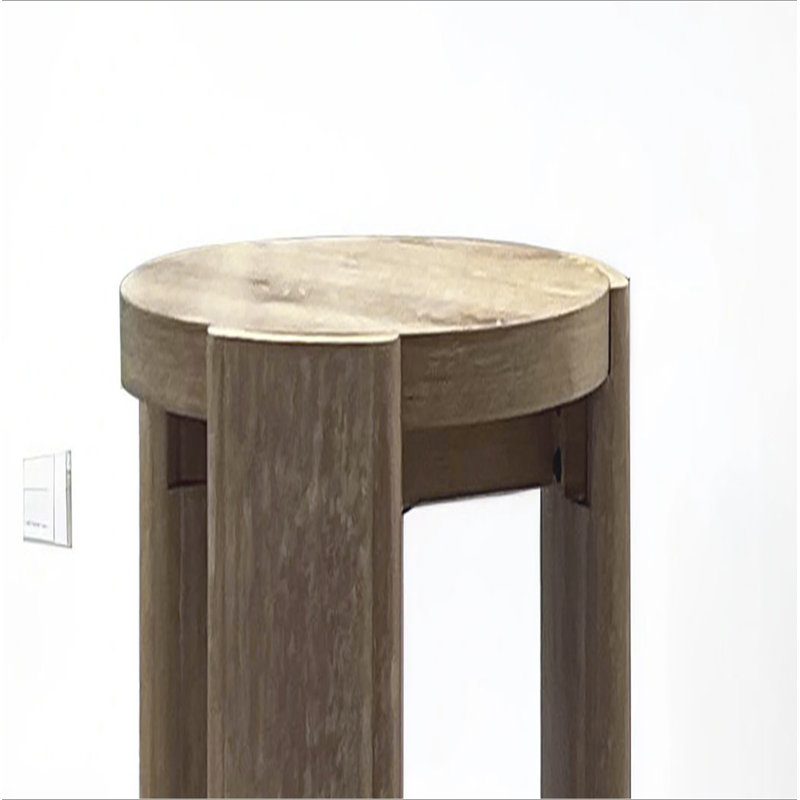Table de bout ronde avec structure en bois d'hévéa
