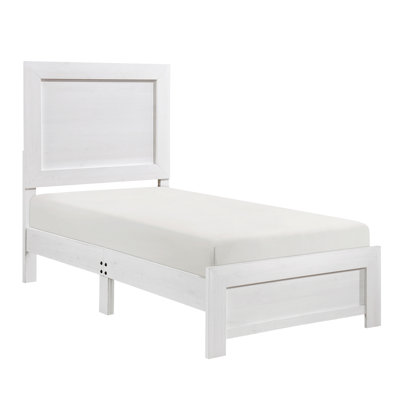 Lit simple moderne avec composants en bois blanc et tête de finition d'élément