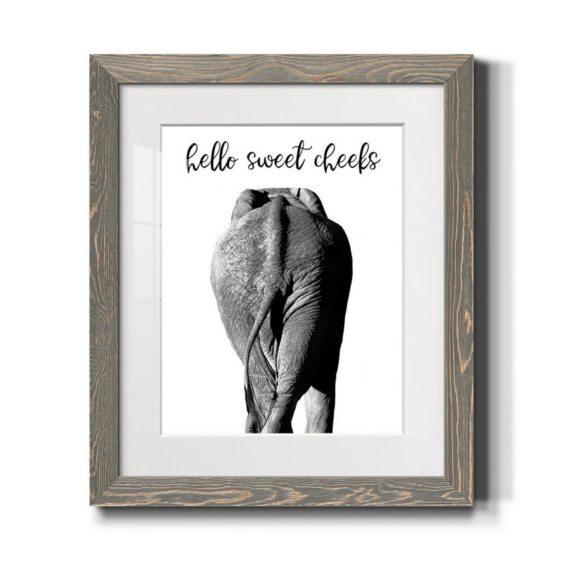 Elephant Bum - Reproduction d'art textuel sur papier encadré, H 24 po x l 18 po x P 1,5 po, gris