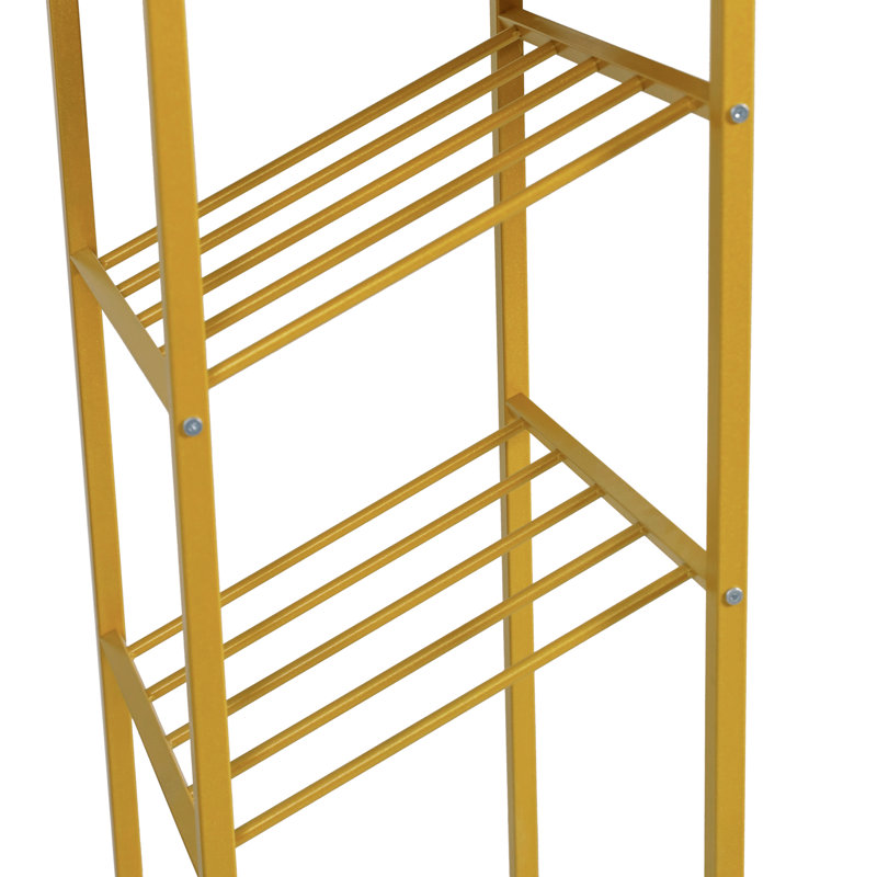 Quintavia Modern Metal Bar Table with Bottle and Stemware Storage, Gold