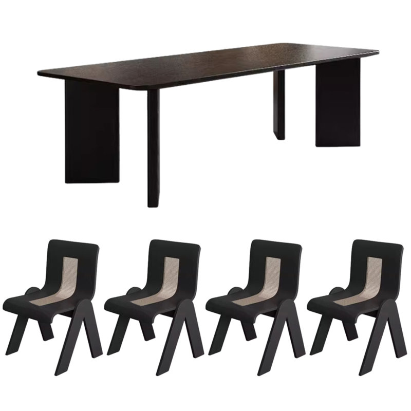 2 4 - Person Solid Wood Top Four Leg Dining Set, 29.52"H x 70.86"L x 31.49"W