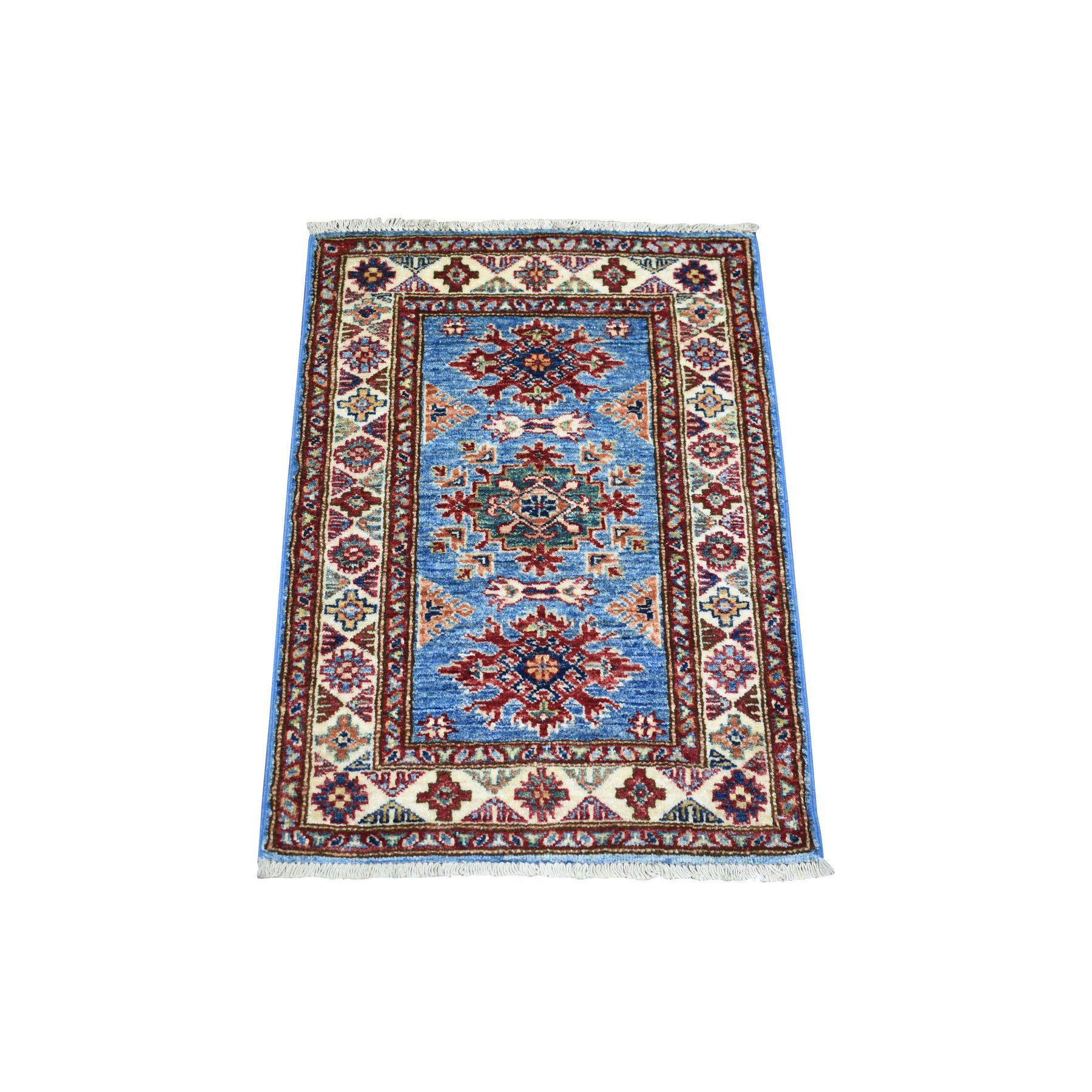 Geometric Super Kazak Hand Knotted Wool Rug - 5' 8