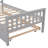 Twin Bed with Trundle, Platform Bed Frame with Headboard and Footboard, No Box Spring Needed,Grey