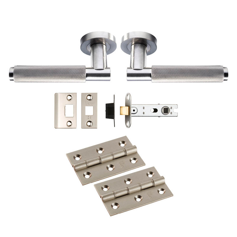 Varese Knurled Latch Door Handle Kit, Satin Nickel