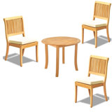 4 Seats 5 Pcs Grade-A Teak Wood Dining Set: 36" Round Table And 4 Arbor Stacking Armless Chairs #11AB0700