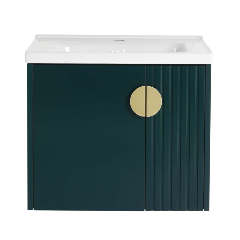Meuble-lavabo compact de 24 po avec lavabo, porte à fermeture en douceur, parfait pour les petites salles de bain et un rangement efficace