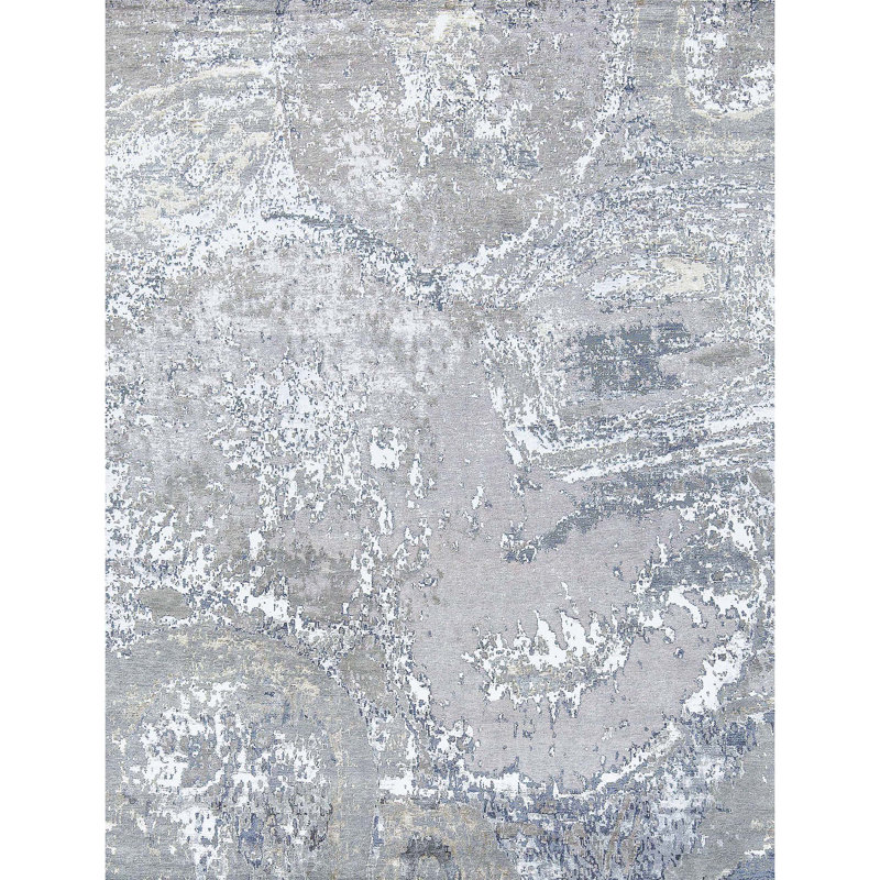 Area Rug in Beige/White/Gray, Rectangle 6' x 9'