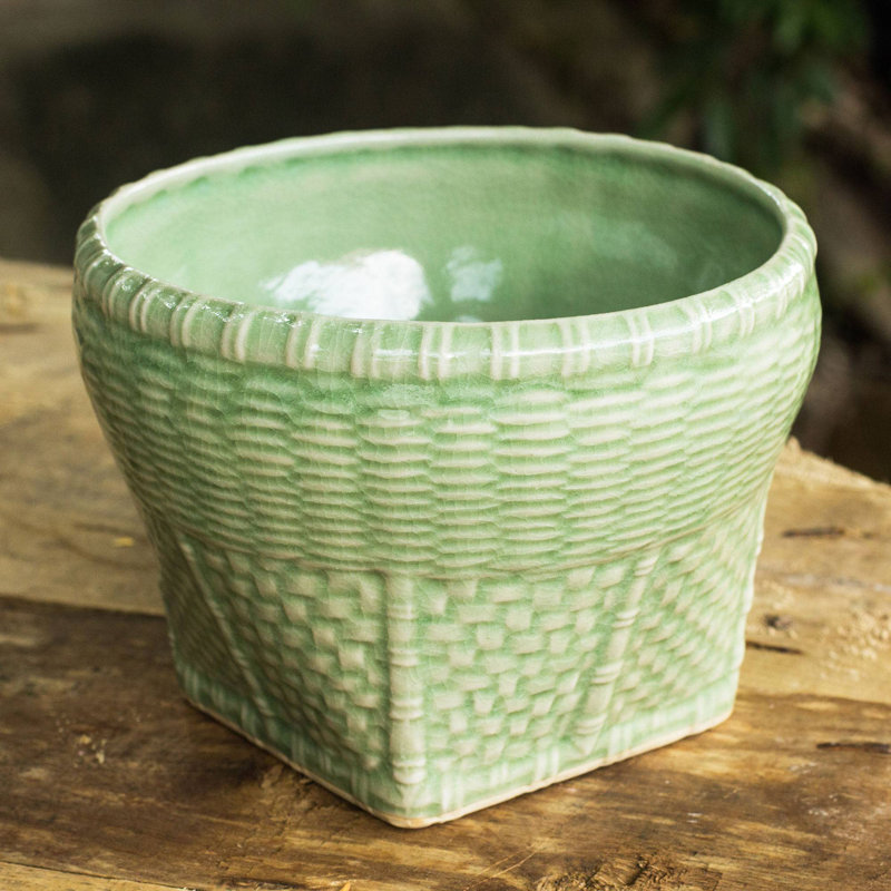 Vase de table en céramique Foerster Basket Celadon