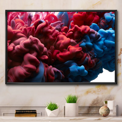Encre rouge et bleue liquide, reproduction sur toile flottante