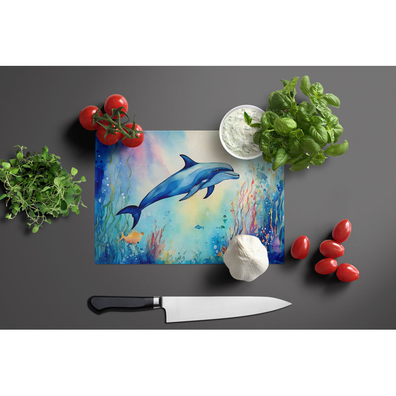 Dolphin Glass Cutting Board Large