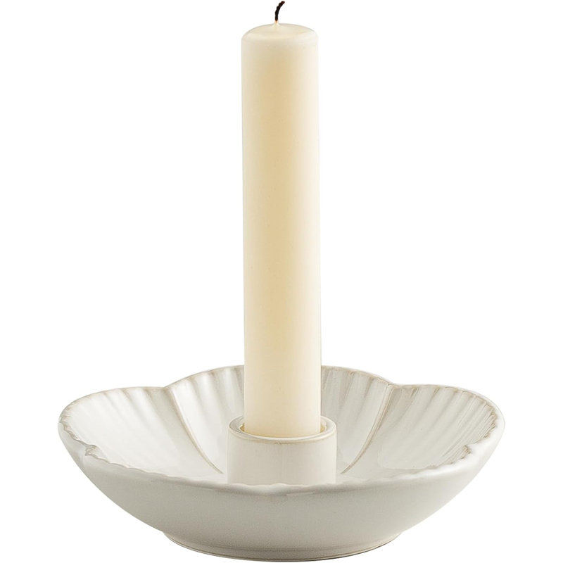 White Ceramic Candle Holder Flower-shaped Rustic Candlestick For Candles